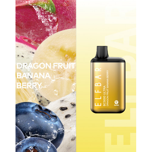 Электронная сигарета Эльф Бар 5000 затяжек Питайя Банан Ягода (Elf Bar BC5000 Dragon Fruit Banana Berry)